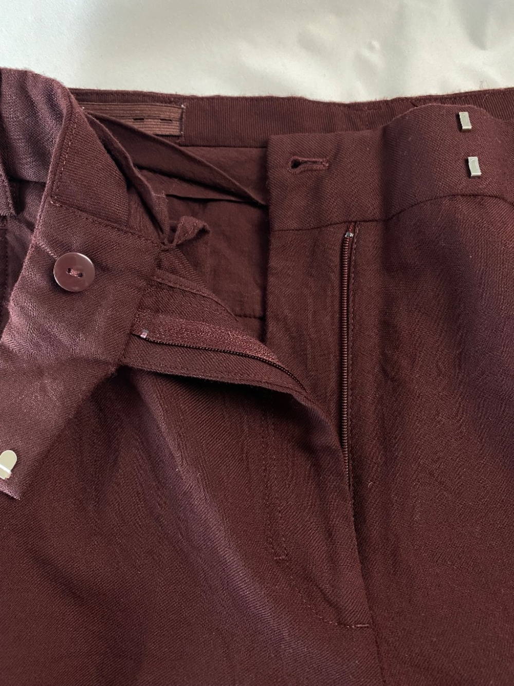 COS Wide Leg Cargo Pant Adjustable Waist Trousers Wool in Burgundy Size 6 - Picture 6 of 12